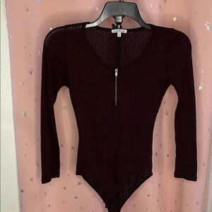 Charlotte Russe Maroon Bodysuit w/ Front Zipper